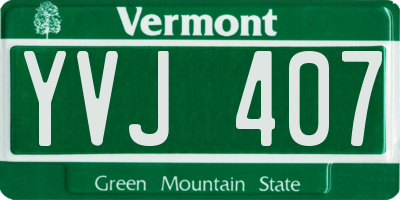 VT license plate YVJ407