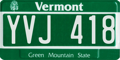 VT license plate YVJ418