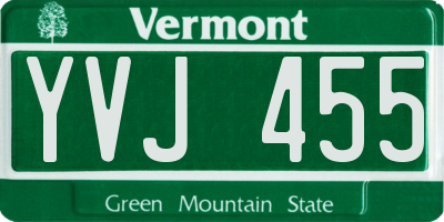 VT license plate YVJ455