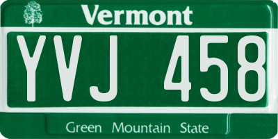 VT license plate YVJ458
