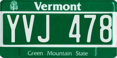 VT license plate YVJ478