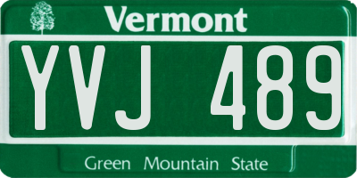 VT license plate YVJ489