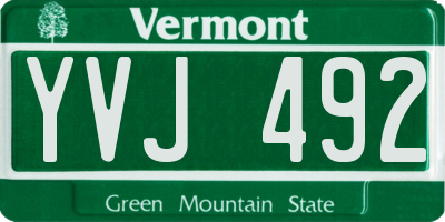 VT license plate YVJ492
