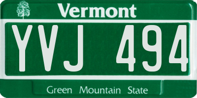 VT license plate YVJ494