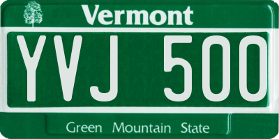 VT license plate YVJ500