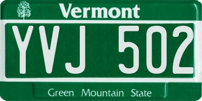VT license plate YVJ502
