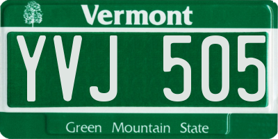 VT license plate YVJ505
