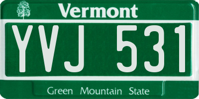 VT license plate YVJ531