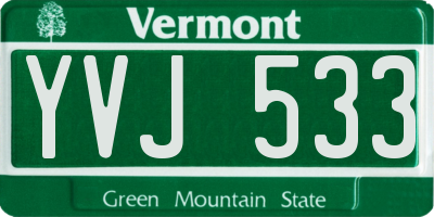 VT license plate YVJ533