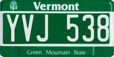 VT license plate YVJ538