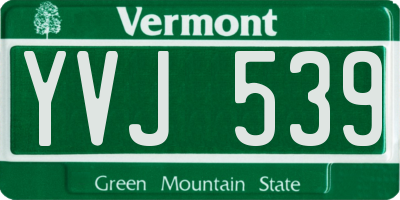 VT license plate YVJ539