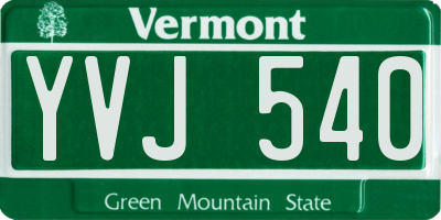 VT license plate YVJ540