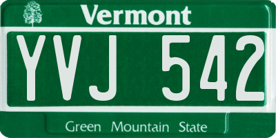 VT license plate YVJ542