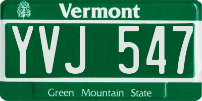 VT license plate YVJ547