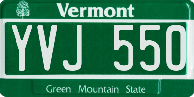 VT license plate YVJ550