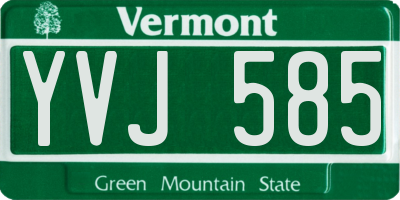 VT license plate YVJ585