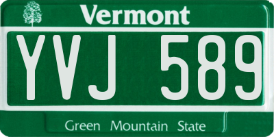 VT license plate YVJ589