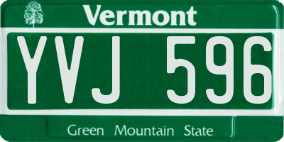 VT license plate YVJ596