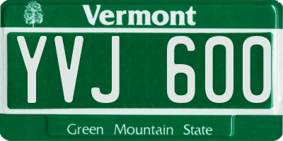 VT license plate YVJ600