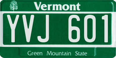 VT license plate YVJ601