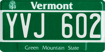 VT license plate YVJ602