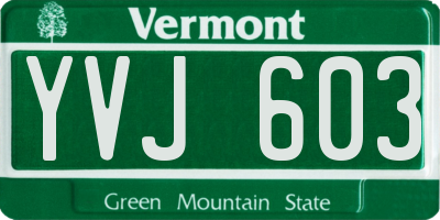 VT license plate YVJ603
