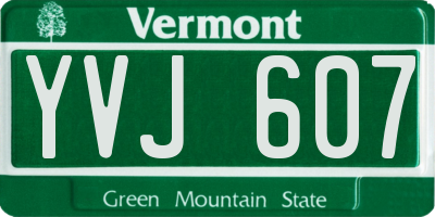 VT license plate YVJ607