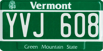 VT license plate YVJ608