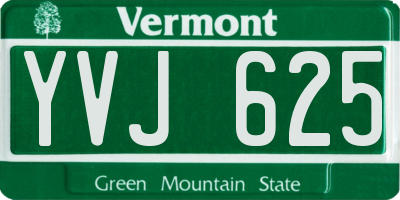 VT license plate YVJ625