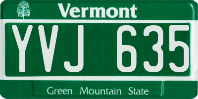 VT license plate YVJ635