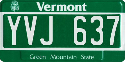 VT license plate YVJ637
