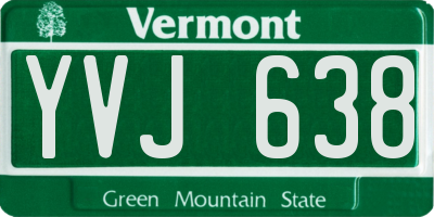 VT license plate YVJ638