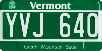 VT license plate YVJ640
