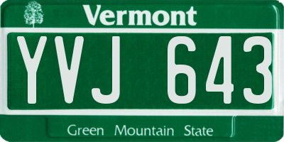 VT license plate YVJ643