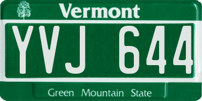 VT license plate YVJ644
