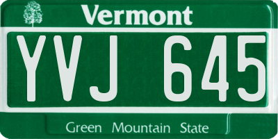 VT license plate YVJ645