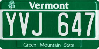 VT license plate YVJ647