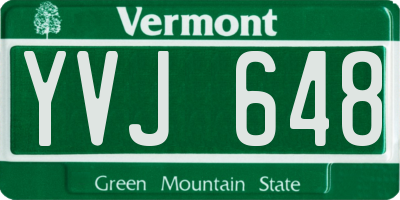 VT license plate YVJ648