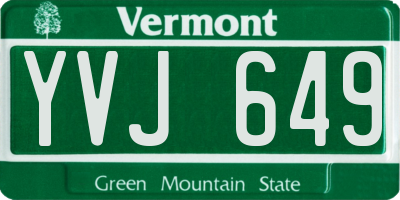 VT license plate YVJ649