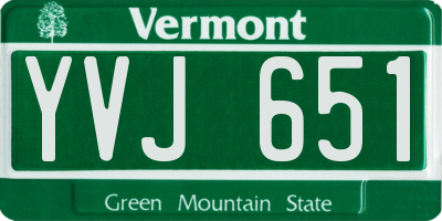 VT license plate YVJ651