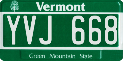 VT license plate YVJ668