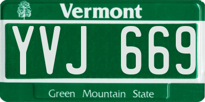 VT license plate YVJ669