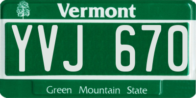 VT license plate YVJ670