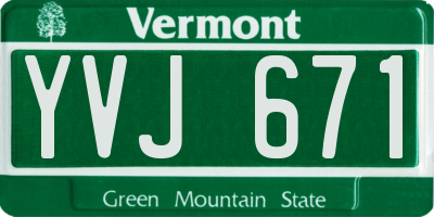 VT license plate YVJ671