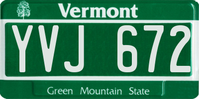 VT license plate YVJ672