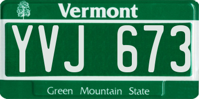 VT license plate YVJ673