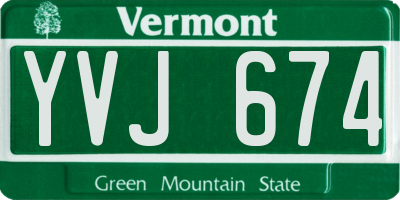VT license plate YVJ674