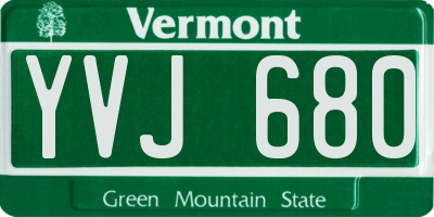 VT license plate YVJ680