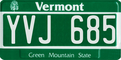 VT license plate YVJ685