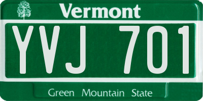 VT license plate YVJ701